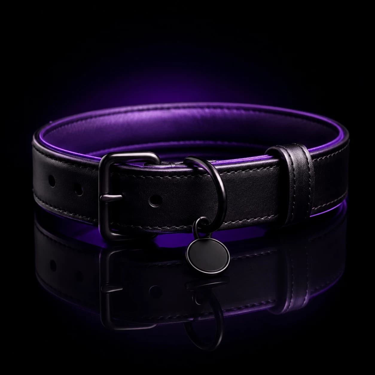 Black leather pup collar